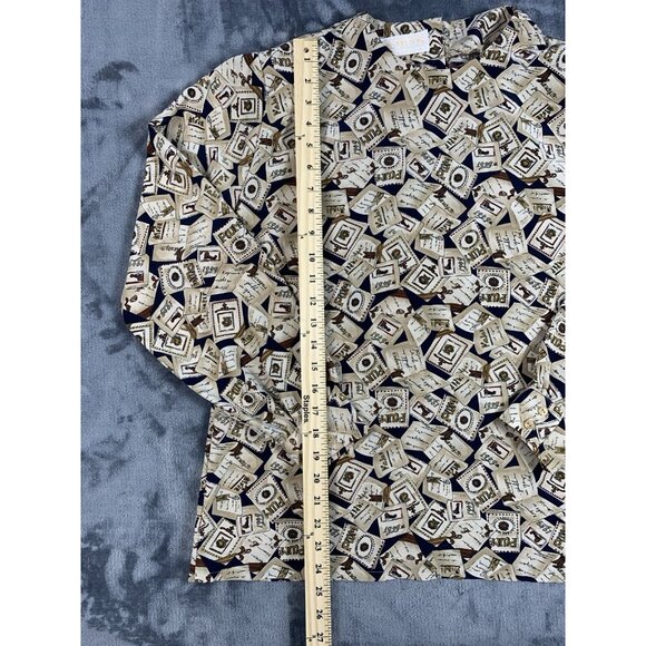 VTG Sophisticates By Pendleton Tan Mixed Print Long Sleeve Blouse Sz 14 USA Made - Picture 7 of 7